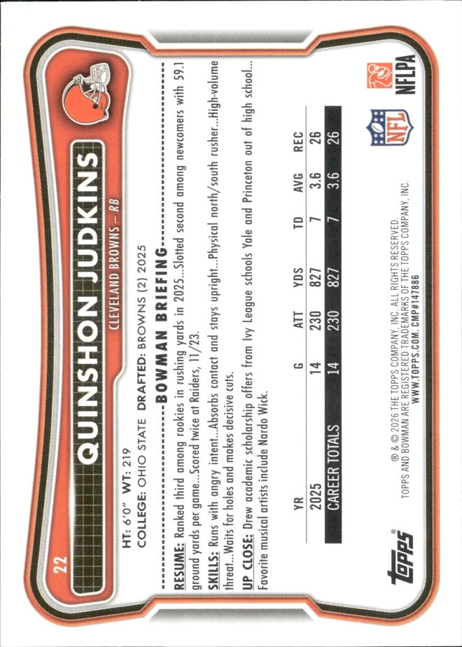 Quinshon Judkins card back