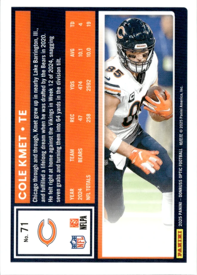 Cole Kmet card back