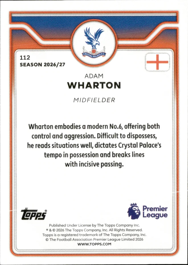Adam Wharton card back