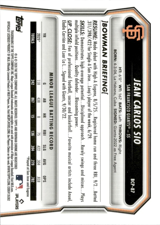 Jean Carlos Sio card back
