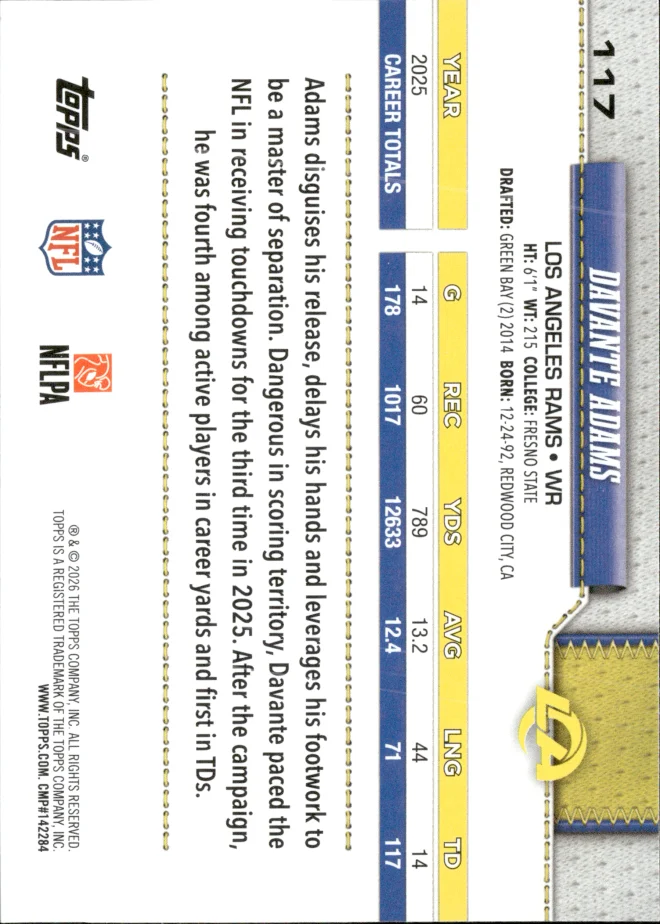 Davante Adams card back