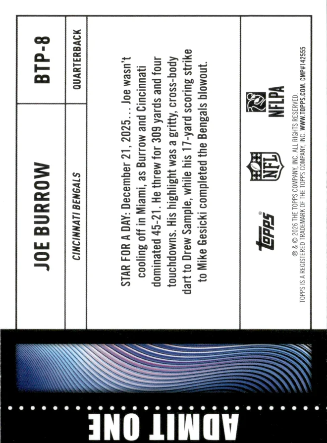 Joe Burrow card back