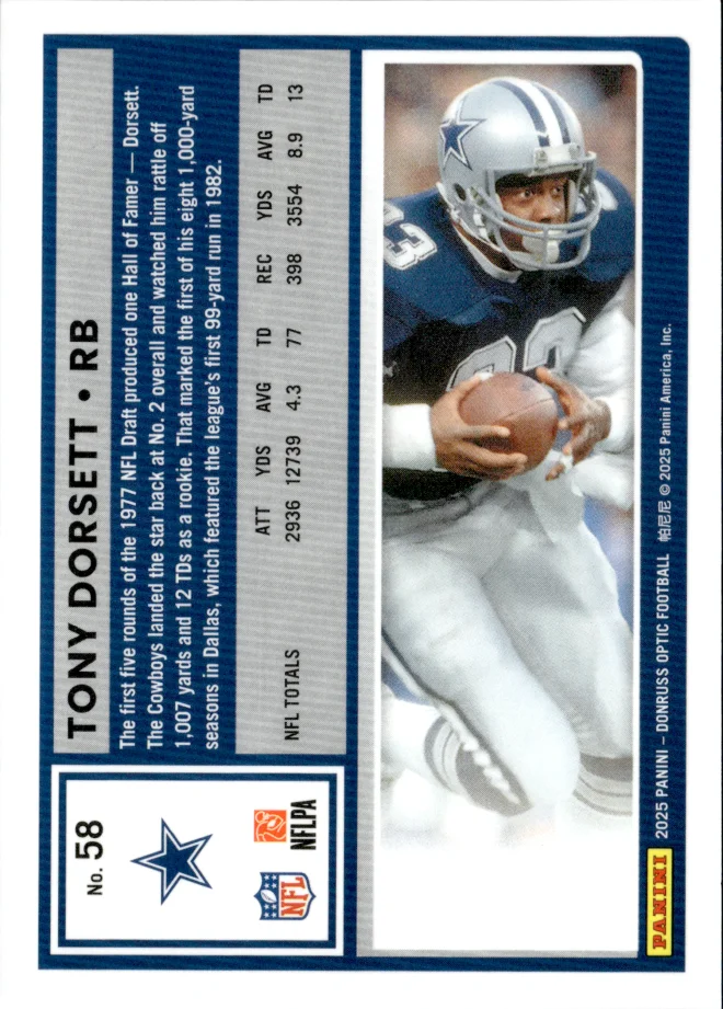 Tony Dorsett card back