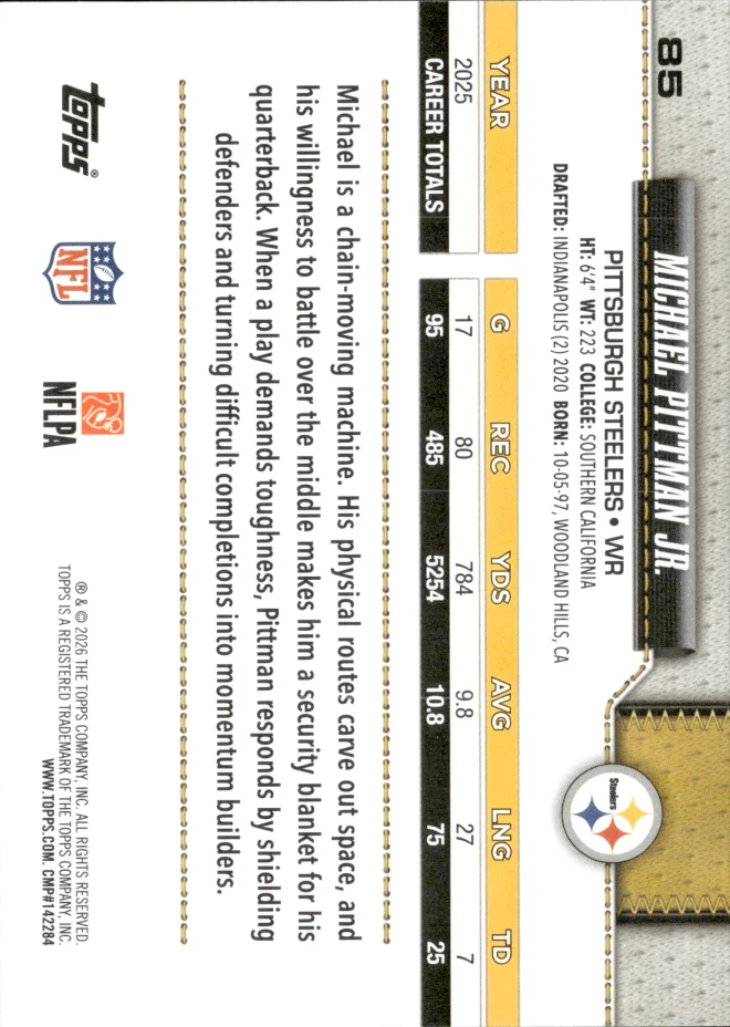 Michael Pittman Jr. card back