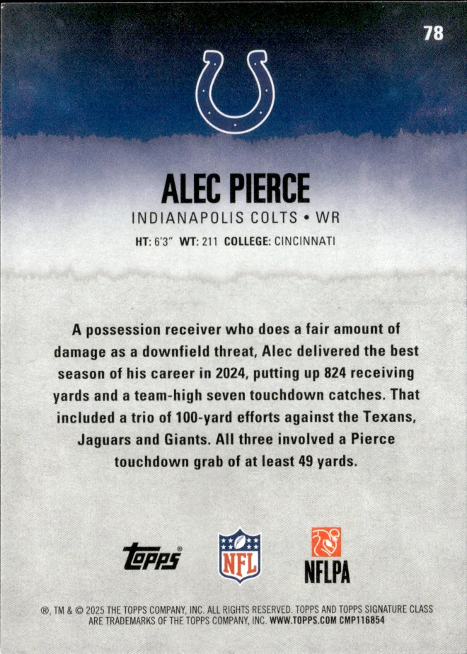 Alec Pierce card back