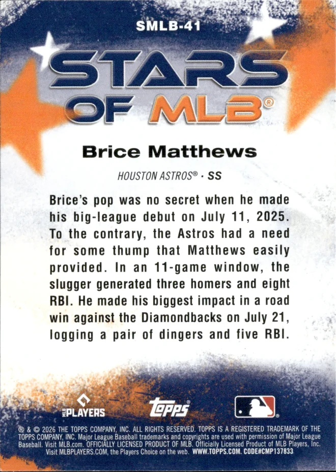 Brice Matthews card back