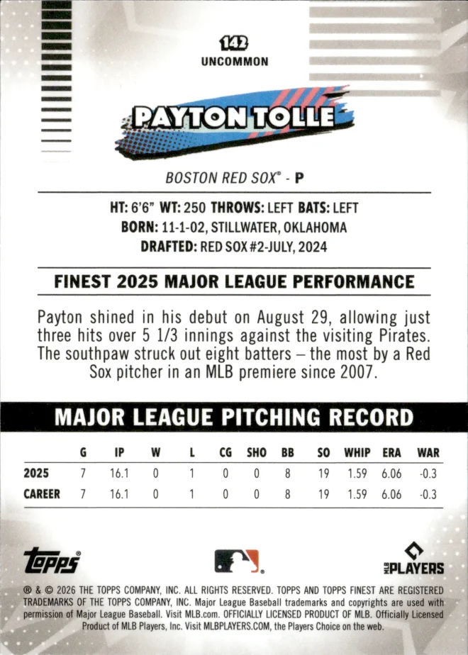 Payton Tolle card back