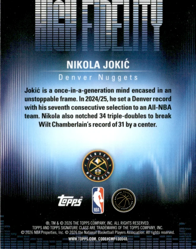 Nikola Jokić card back