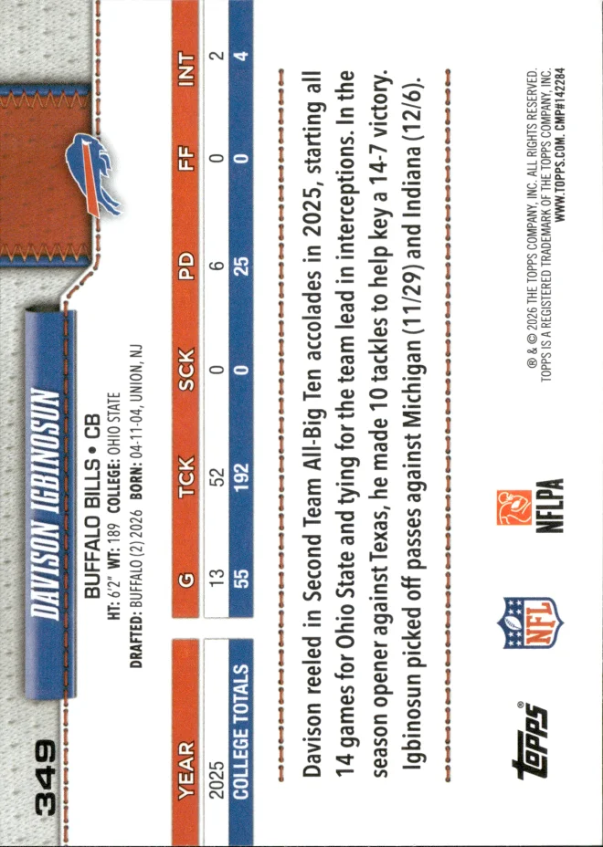 Davison Igbinosun card back