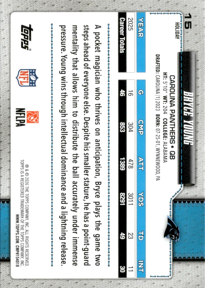 Bryce Young card back