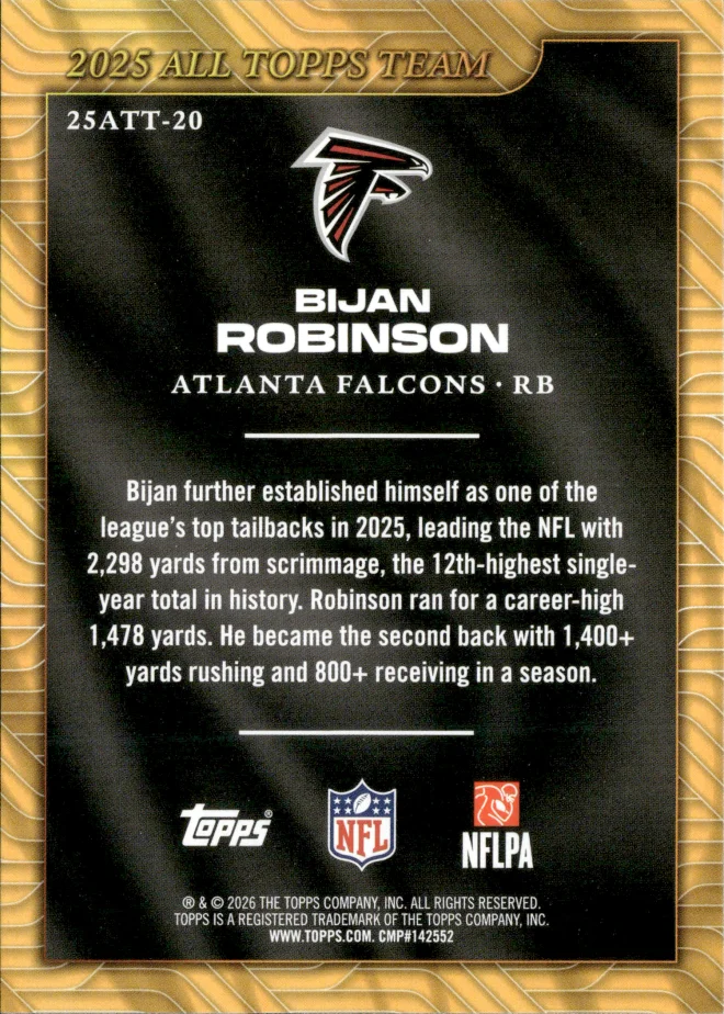 Bijan Robinson card back
