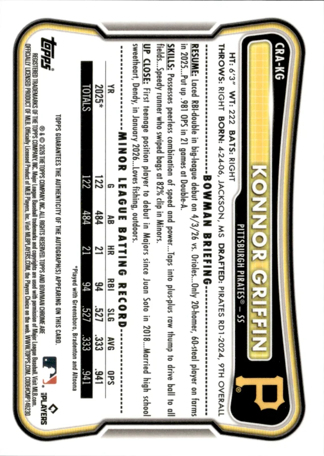 Konnor Griffin card back