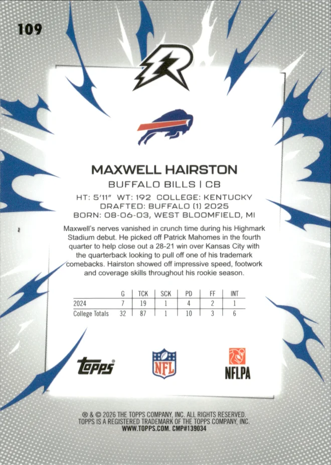 Maxwell Hairston card back