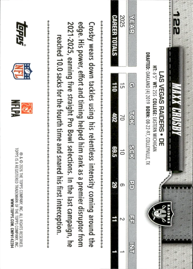 Maxx Crosby card back