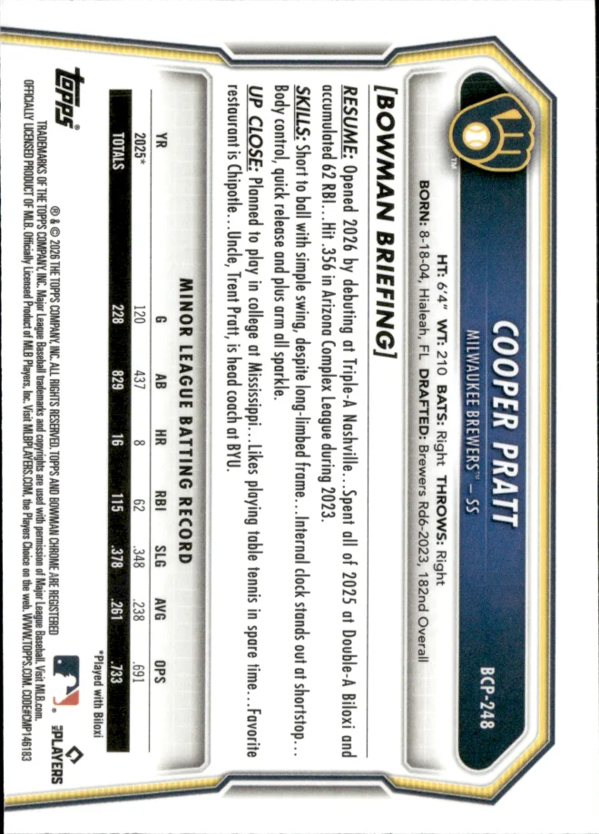 Cooper Pratt card back