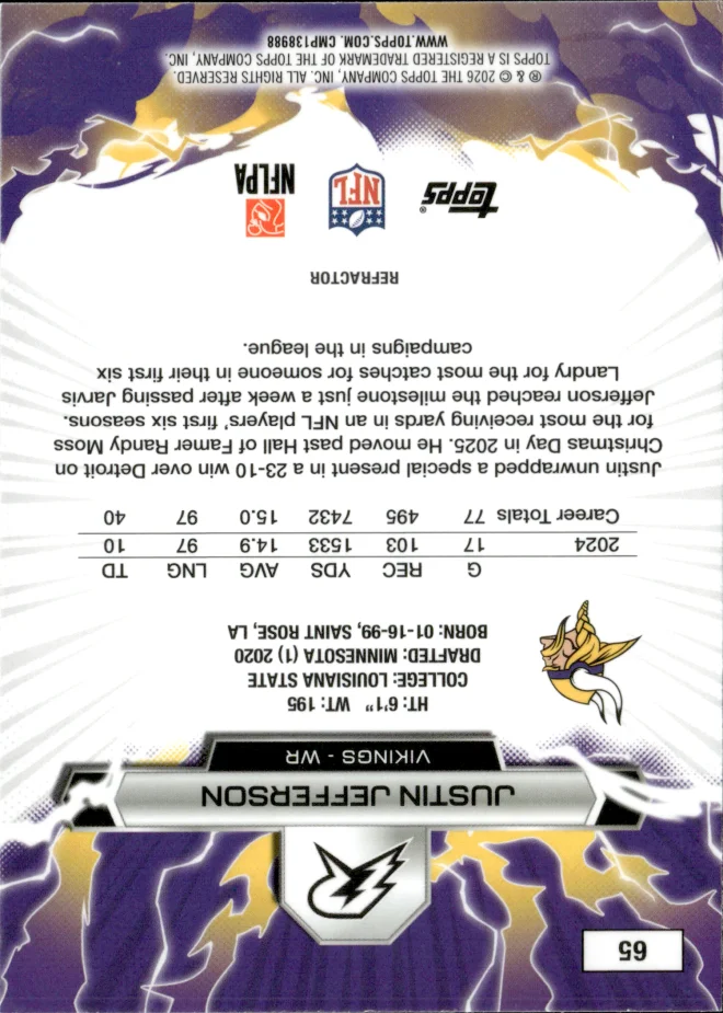 Justin Jefferson card back