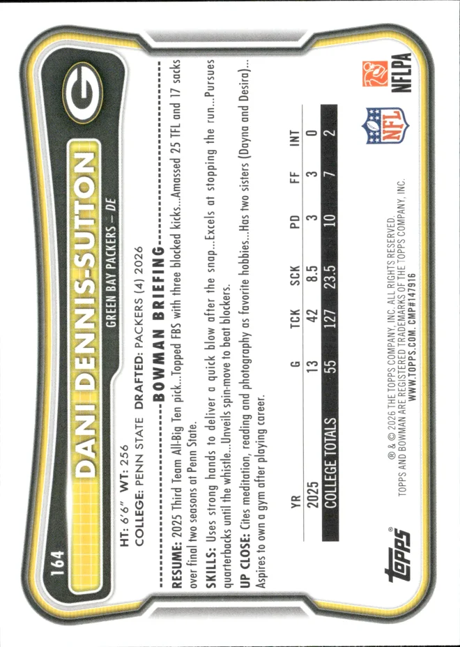Dani Dennis-Sutton card back