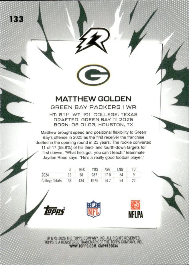 Matthew Golden card back