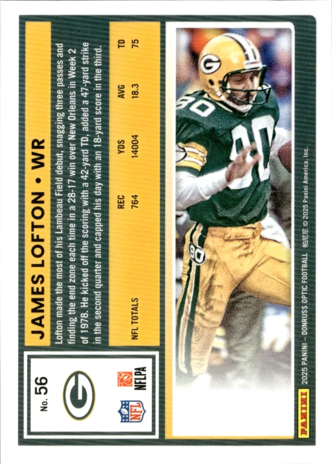 James Lofton card back