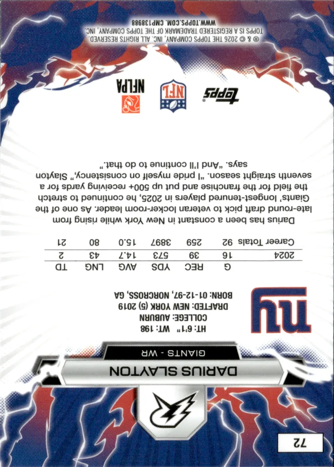 Darius Slayton card back