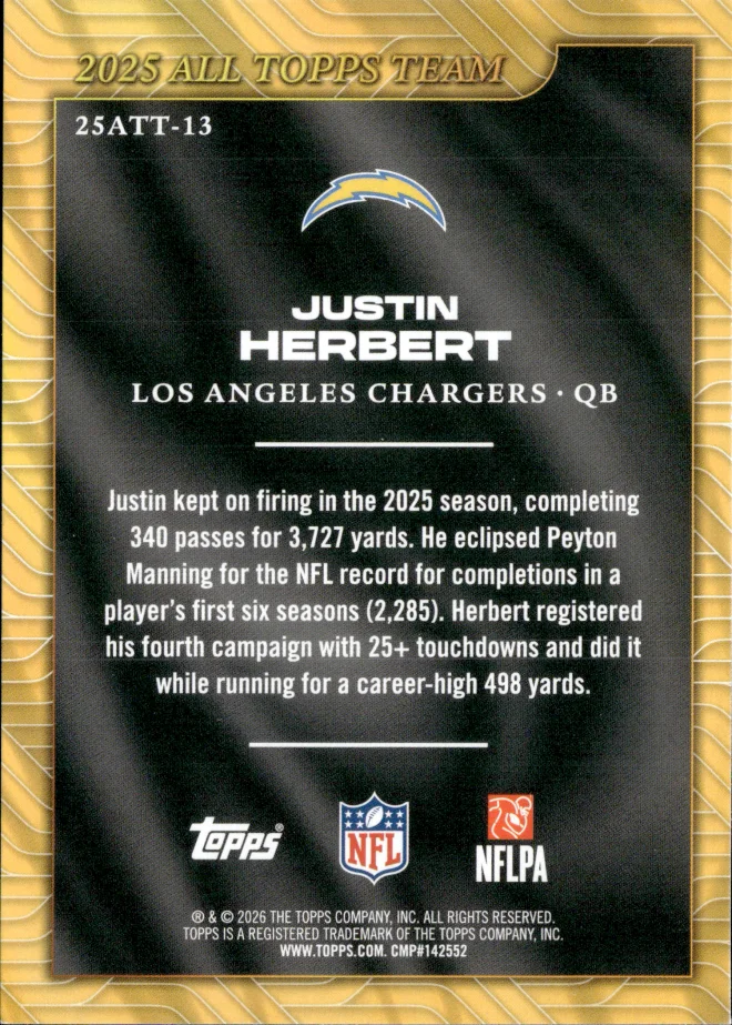 Justin Herbert card back