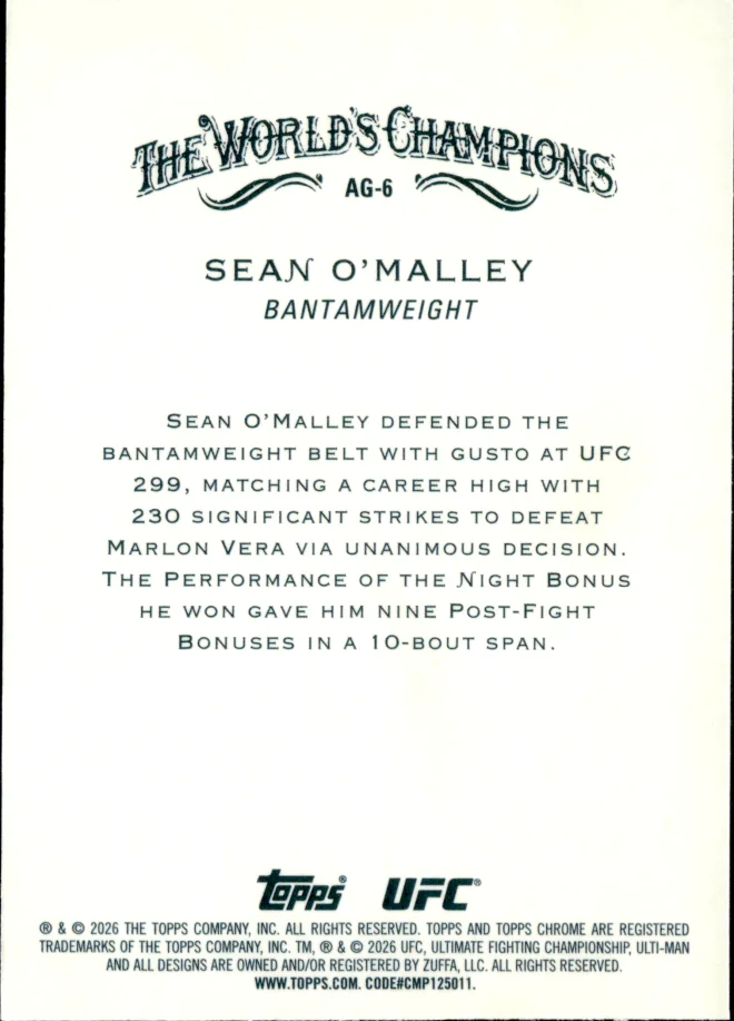 Sean O'Malley card back