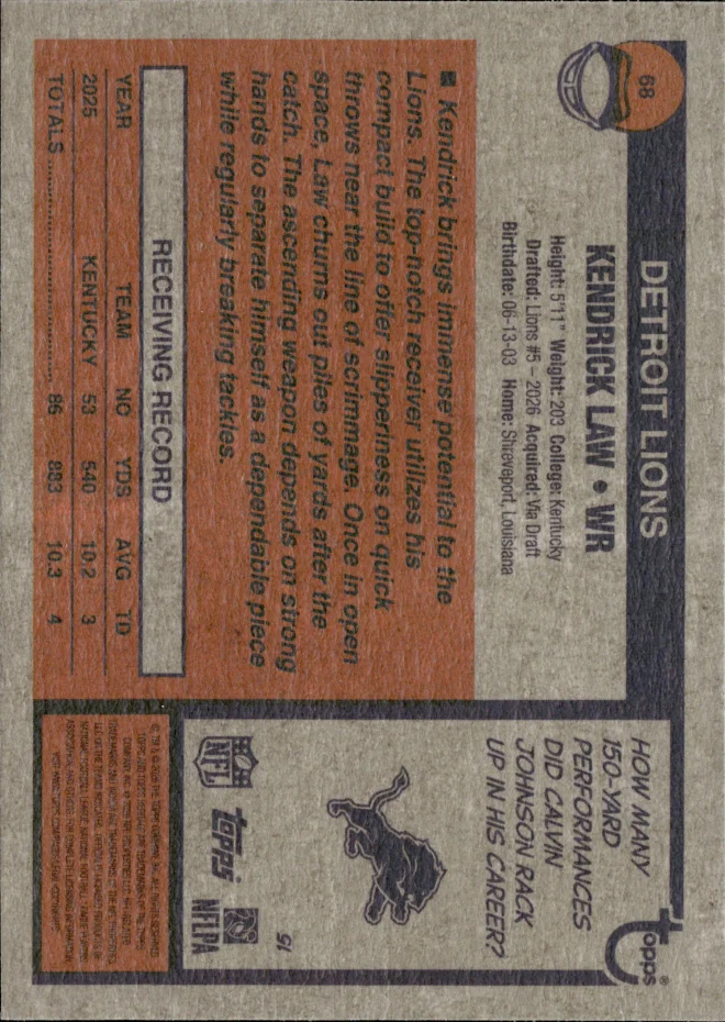 Kendrick Law card back