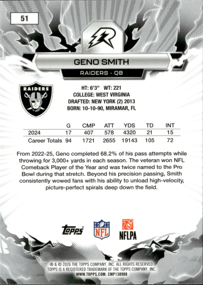 Geno Smith card back