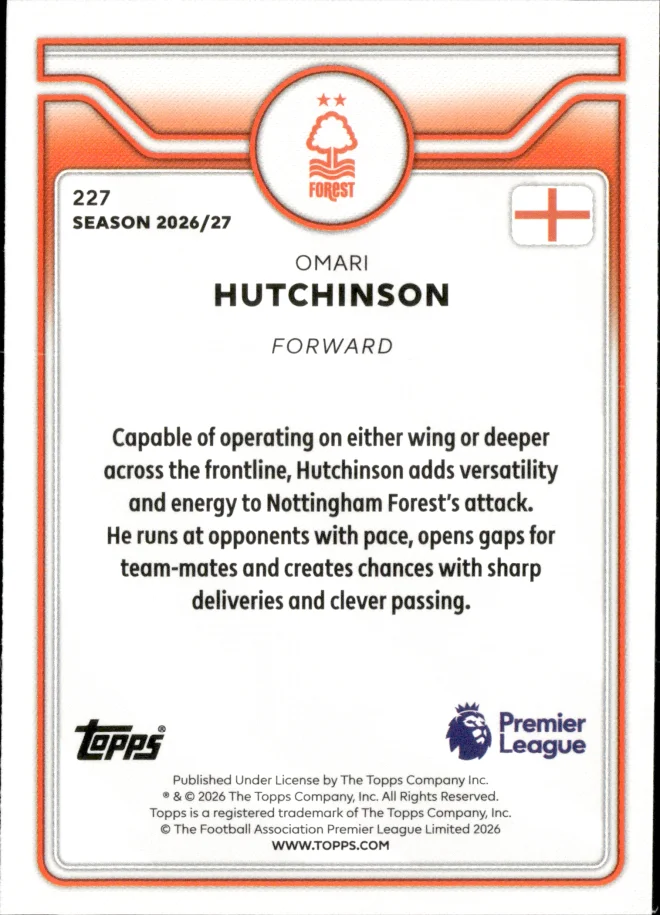 Omari Hutchinson card back