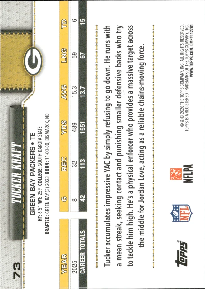Tucker Kraft card back