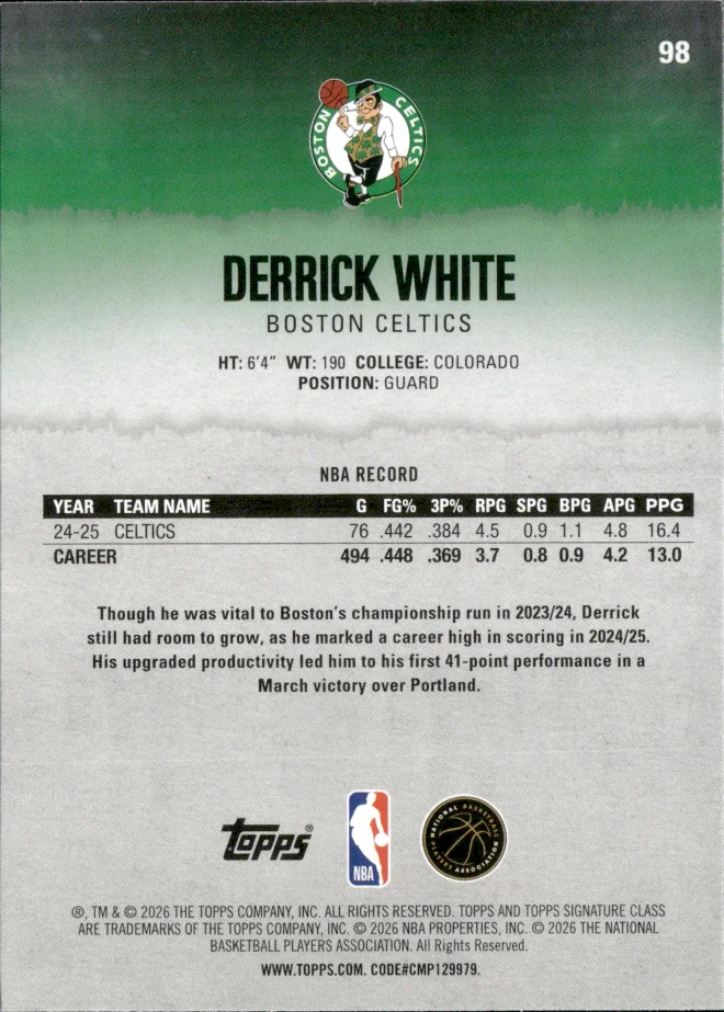 Derrick White card back