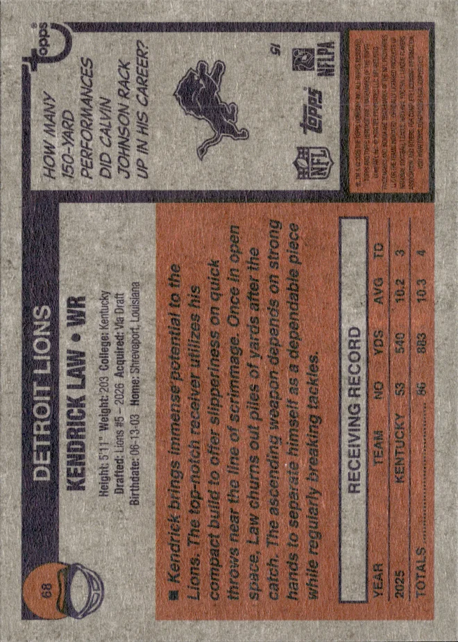 Kendrick Law card back