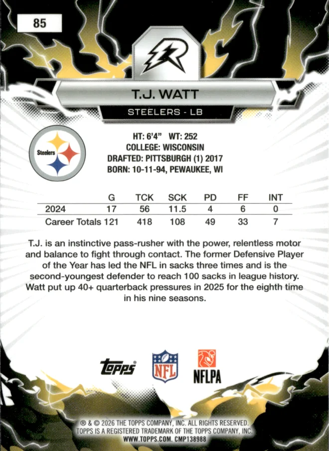 T.J. Watt card back