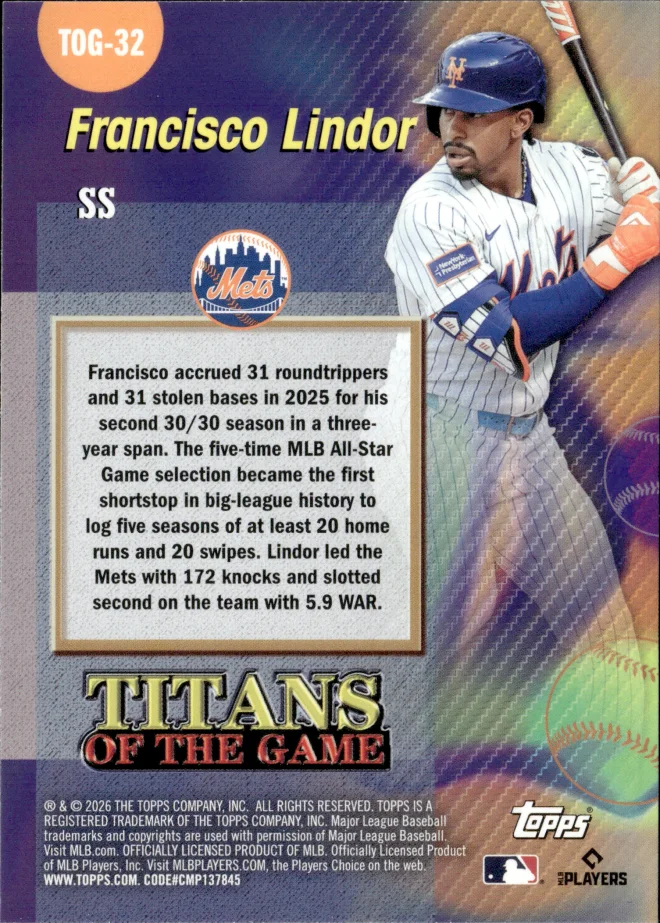 Francisco Lindor card back
