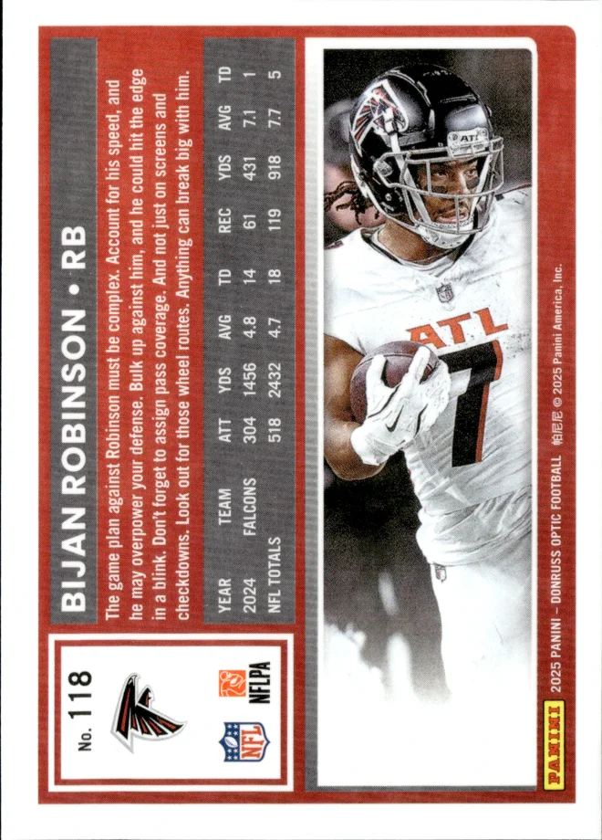 Bijan Robinson card back