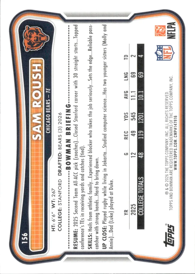 Sam Roush card back