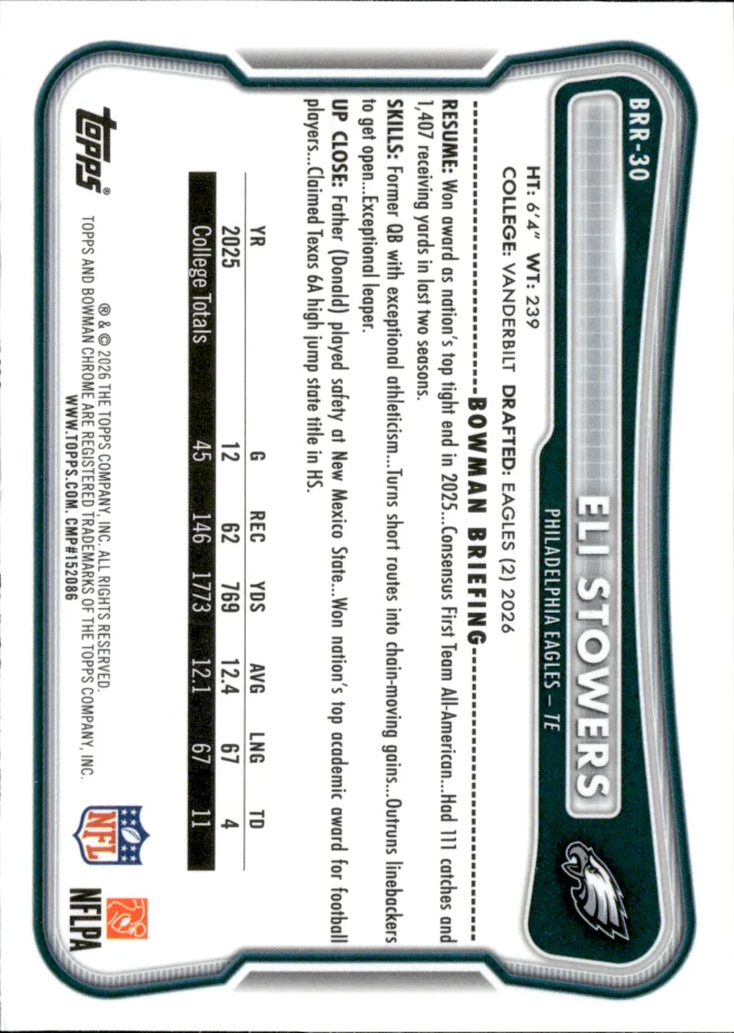 Eli Stowers card back