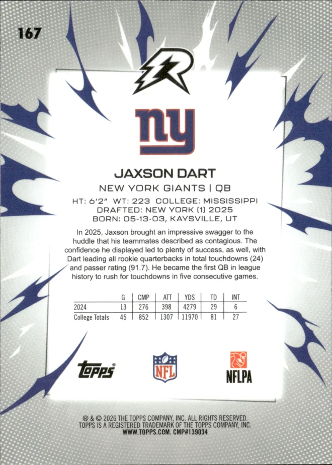 Jaxson Dart card back