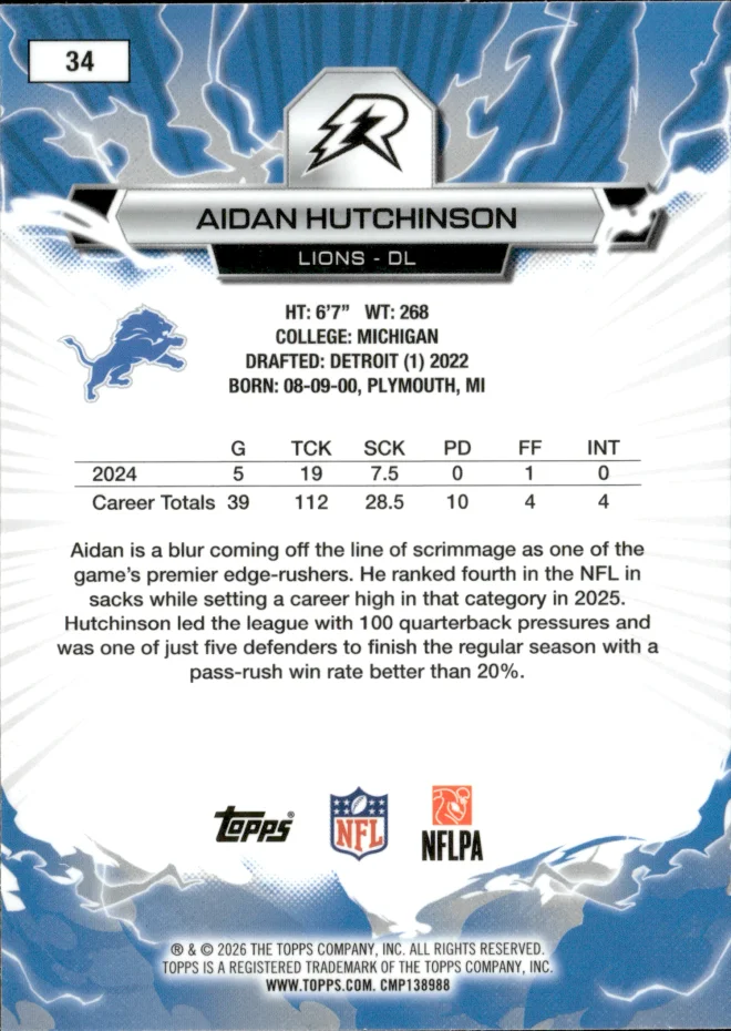 Aidan Hutchinson card back