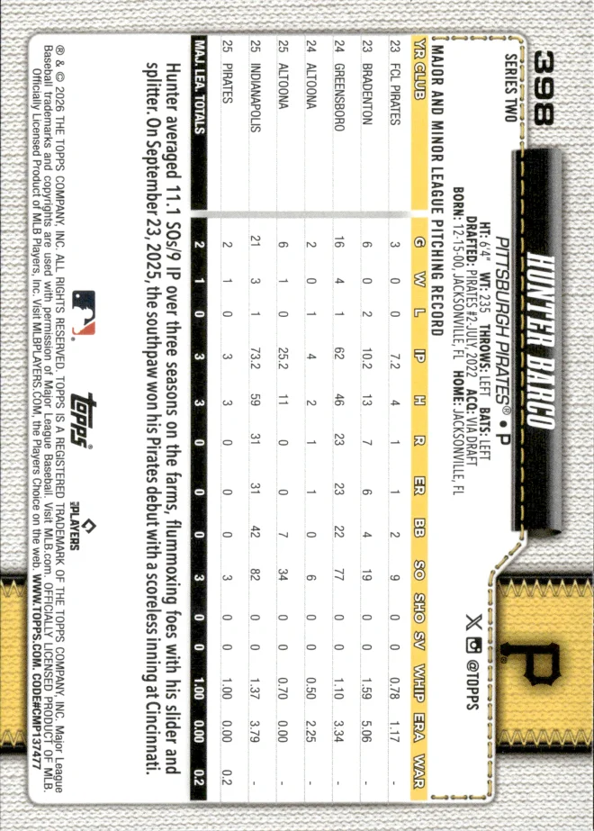Hunter Barco card back