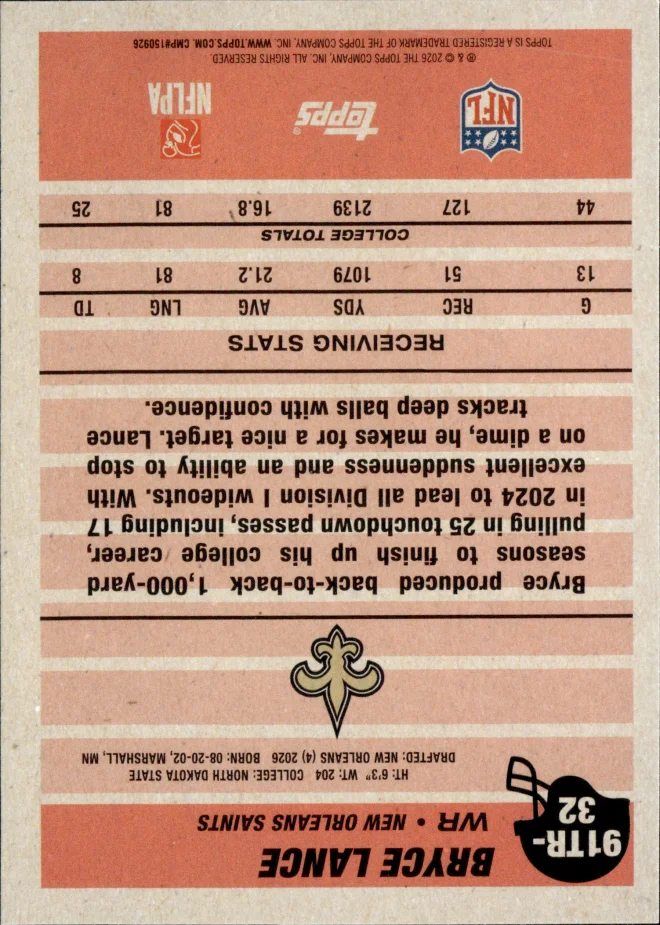 Bryce Lance card back
