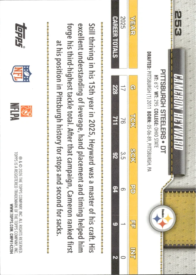 Cameron Heyward card back