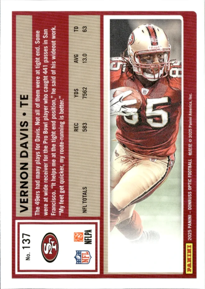 Vernon Davis card back