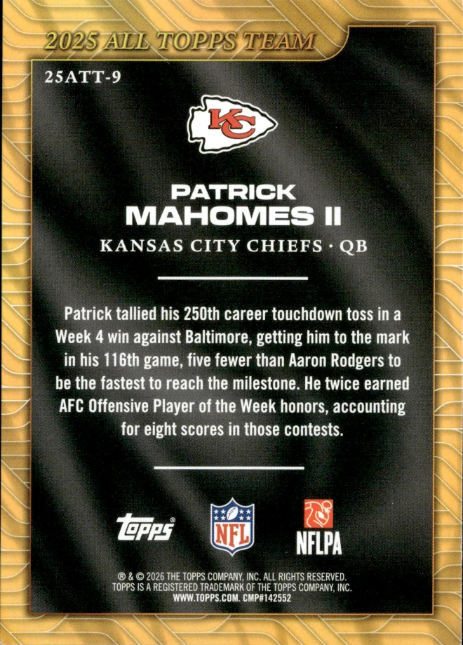 Patrick Mahomes II card back