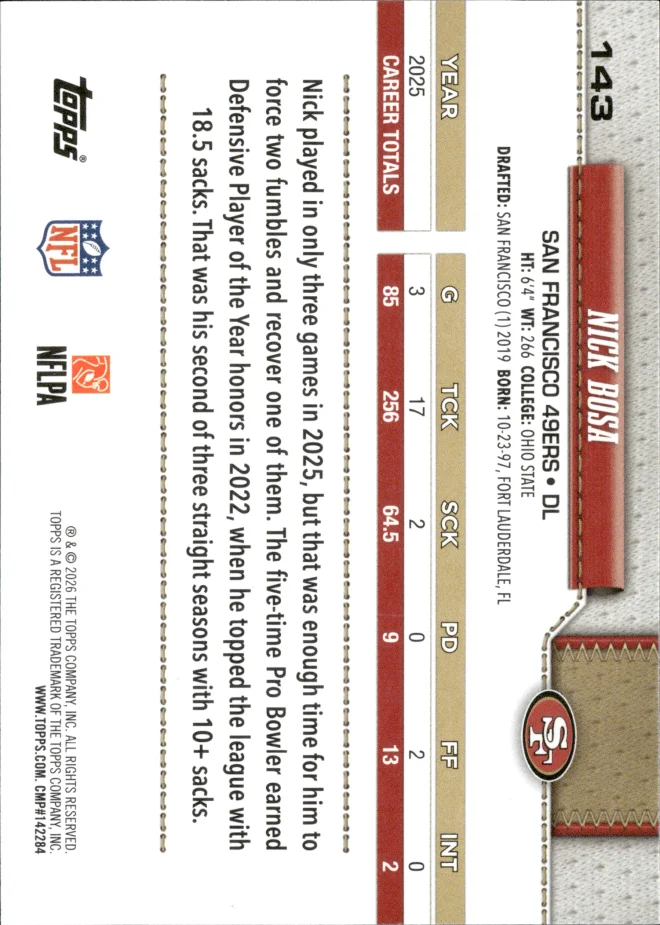Nick Bosa card back