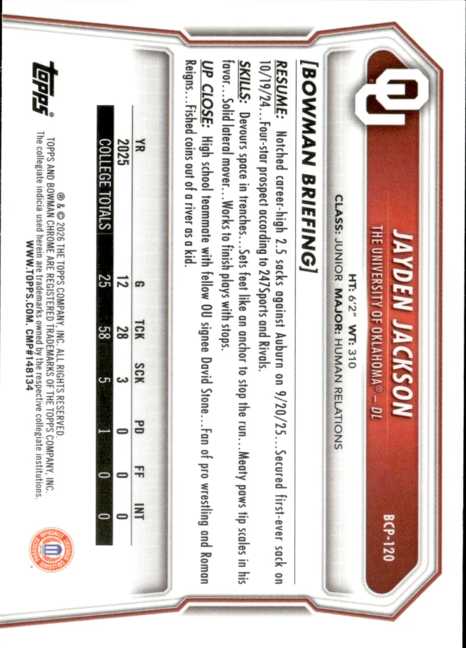 Jayden Jackson card back