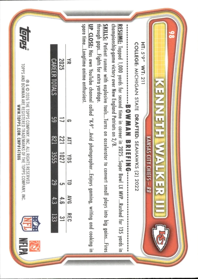 Kenneth Walker III card back