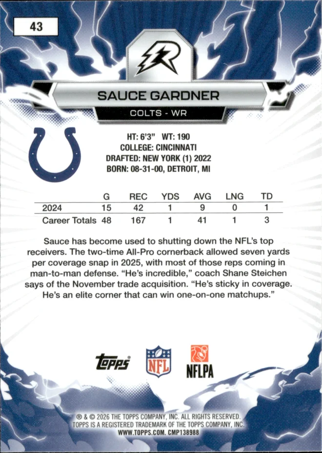Sauce Gardner card back