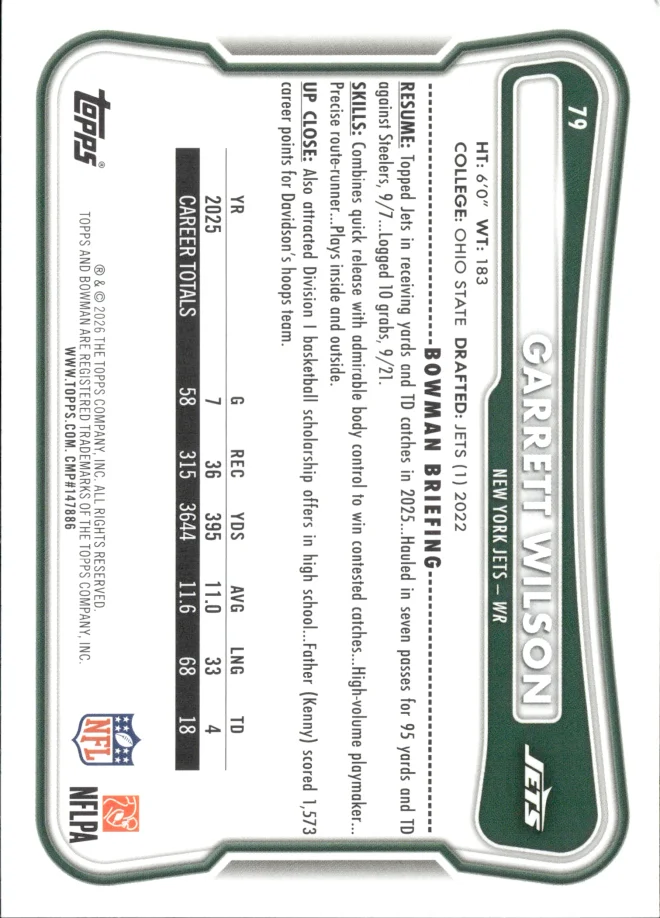 Garrett Wilson card back