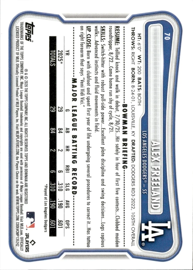 Alex Freeland card back
